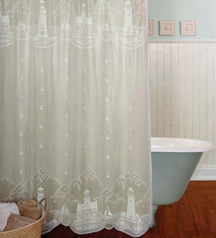 Usa-made Lighthouse Lace Shower Curtain