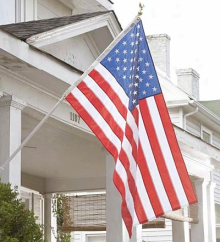 Usa-made Nyl-glo Colorfast&#174; American Flag And Tangle-free Aluminum Pole Set