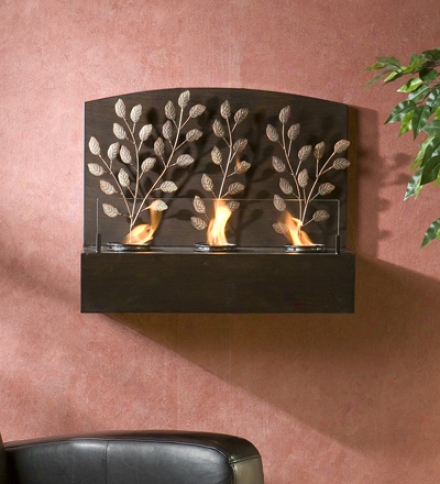 Vine Wall Mount Fireplace With Ancient rarity Bronze Finish