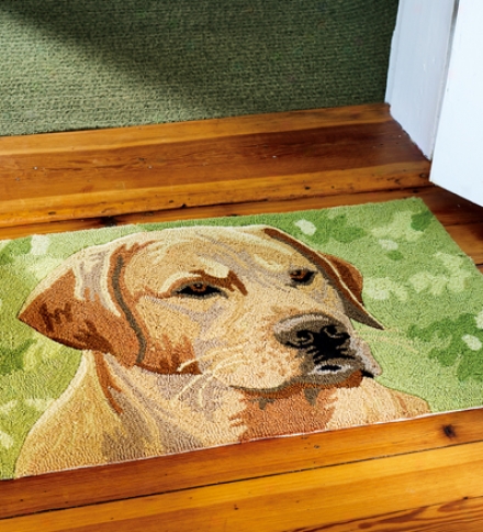 Washable Hand-hooked Yellow Labrador Retriever Accent Rug