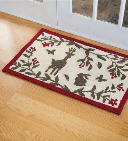 Washable Polyester Hand-hooked Deer Rug