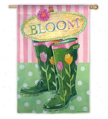 Weather And Fade-resistant Bloom Boots House Flag With Silk Reflections Screen Print