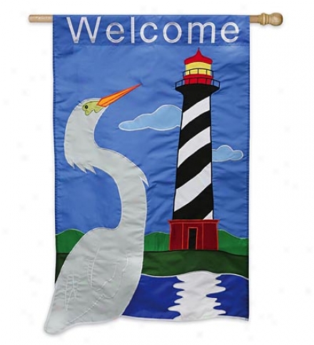 Waether And Fade-resistant Coastal Welcome Appliqu&#233; Garden Flag