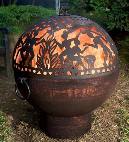 Weather-resistant Large Outdoor Moon Patry Fire Bowl With Cutouts