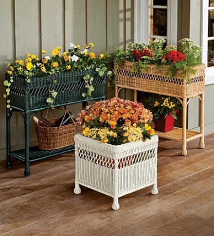 Weather-resistant Square Wicker Planter