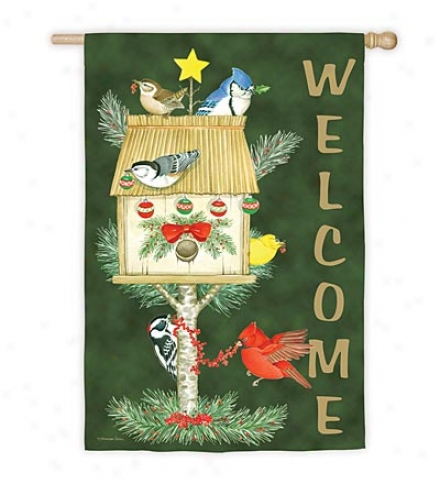 Welcome Holiday Birds Nylon Garden Flag