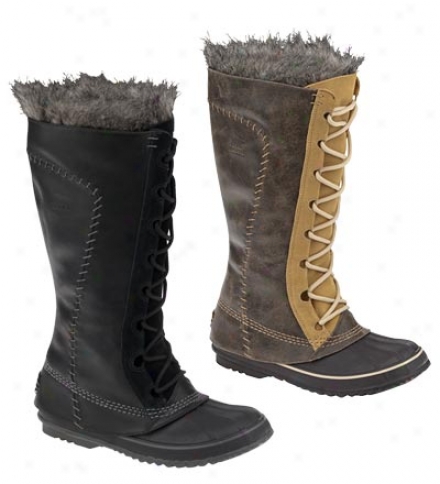 Womem's Leather And Sorel Suede Cate The Great Snow Boots With Faux Fur Trim