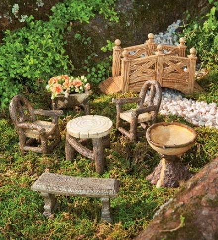 Woodland Fairy Garden Rsin Furniture Set