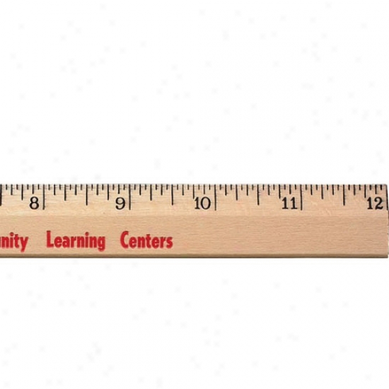 12" Clear Lacquer Beveled Wood Ruler - English Scale