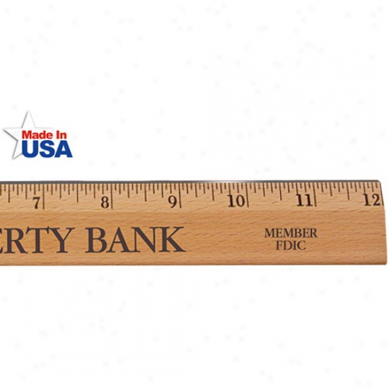 12" Executive Office Ruler, Lacquer Finish With Metal Edge - English Scale