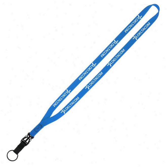 1/2" Nylon Lanyard With Plastic Slide-buckle Release And Metal Split Ring