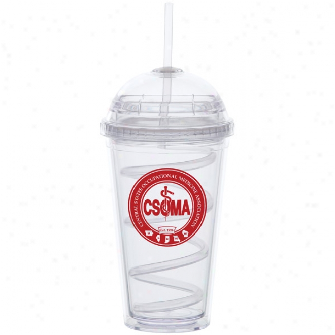 16 Oz Big Top Carnival Cup W/clear Curly Straw