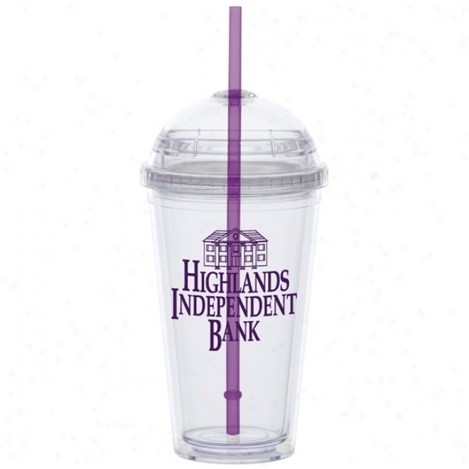 16 Oz Big Top Carnival Cup With A Purple Straw