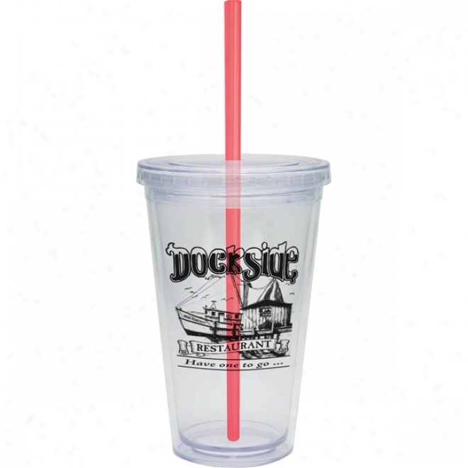 16 Oz. Carnival Cup With A Red Straw