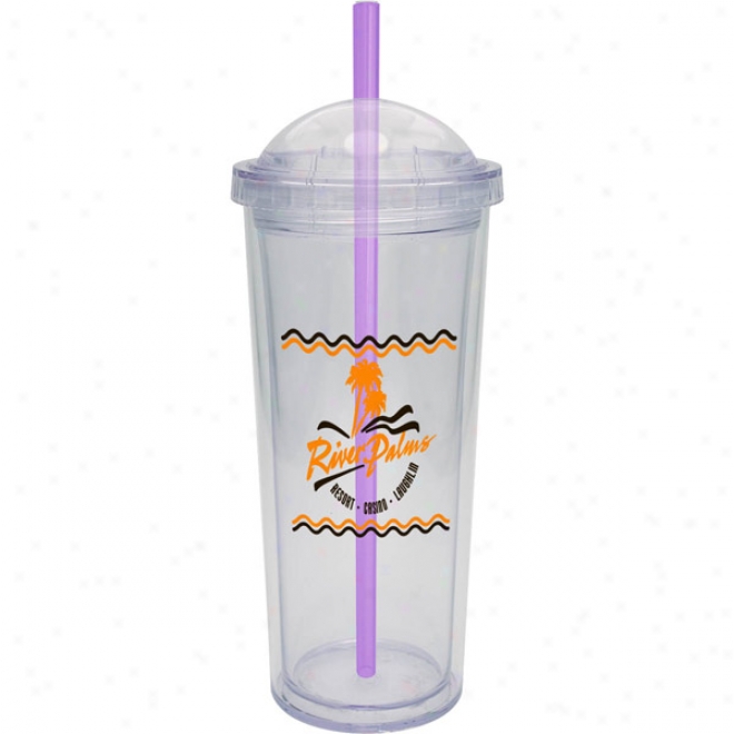 16 Oz. Carniavl Cup With Dome Lid And Purple Straw