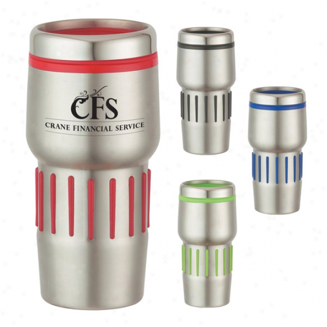 16 Oz. Stainnless Steel Tumbler With Rubber Grips