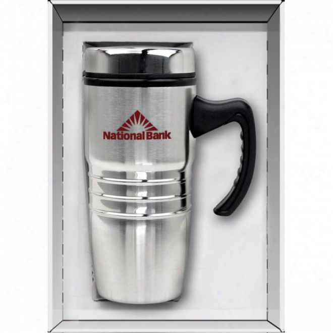 18 Oz. Steel City Stainless Mug W/polished Rings