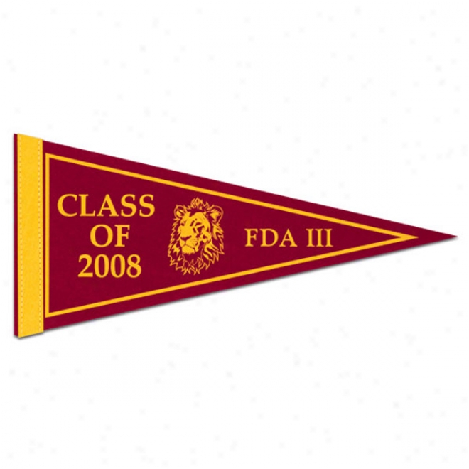 1" Sewn Strip Colored Pennant- 8" X 18"