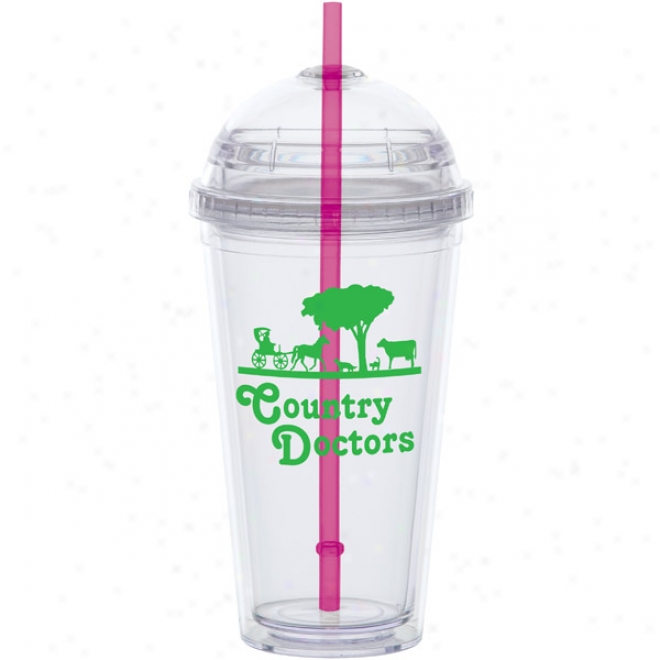 20 Oz Big Top Carniva Cup With A Piink Straw