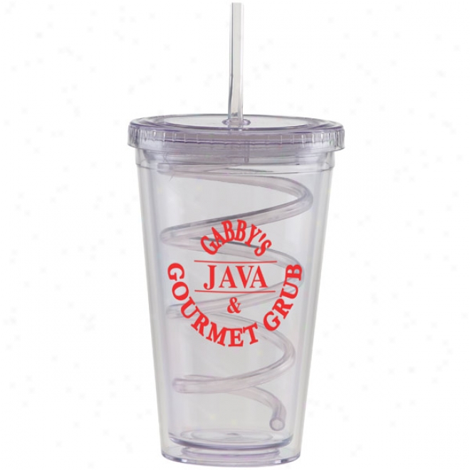 20 Oz Carnival Cup W/clear Curly Straw