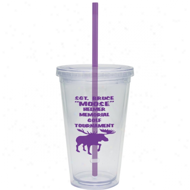 20 Oz. Carnival Cup With Purple Straw