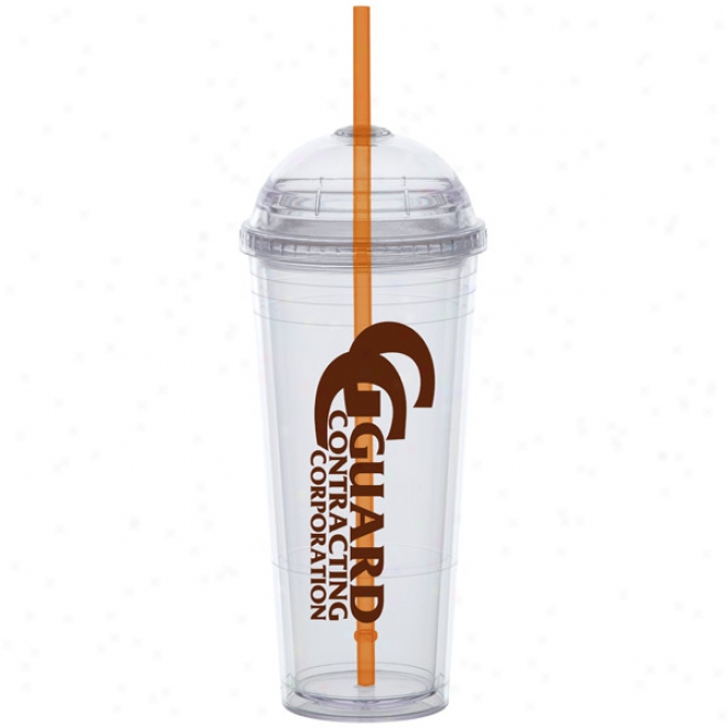 24 Oz. Big Top Carnival Cup With A Orange Straw