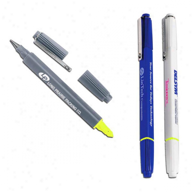 3d  - Highlighter And Superior Quality Ballpoint Write All In One Component