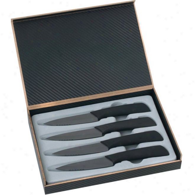 4 Pc Ceramic Steak Knife Set