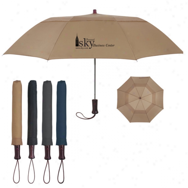 44" Arc Telescopic Folding Wopd Handle Umbrella