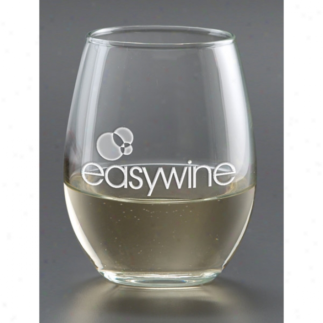 9 Oz. Deep Etched Stemless White Wine Glass