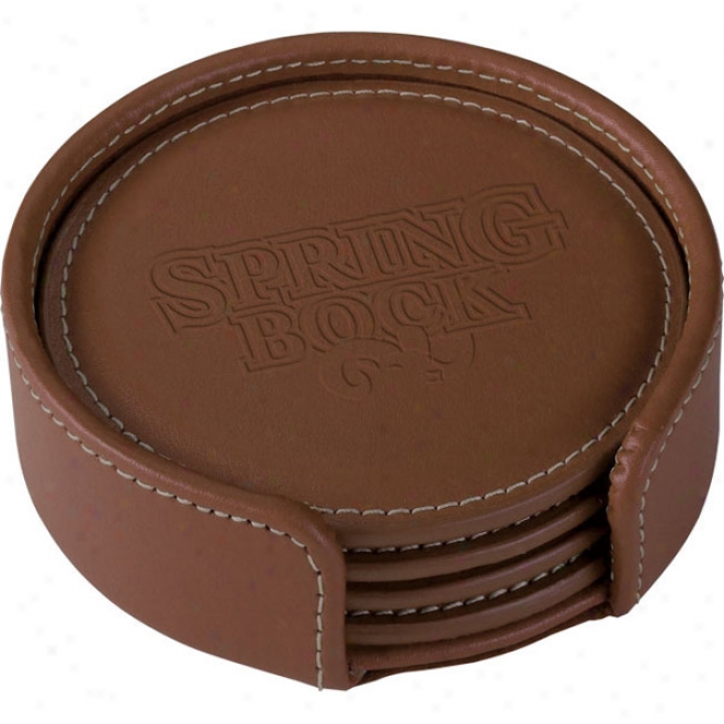 Accent Round Leather Coaster Set