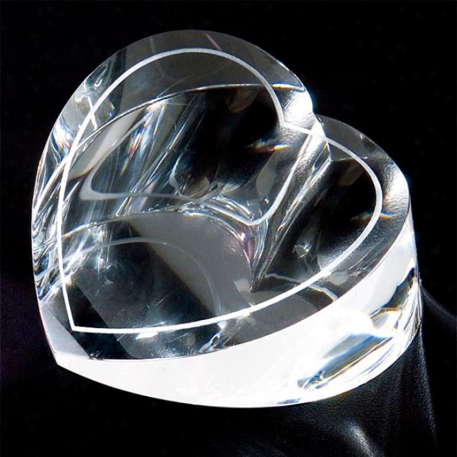 Affection Optica Couture -beart Shaped Slanted Crystal Paper Weight