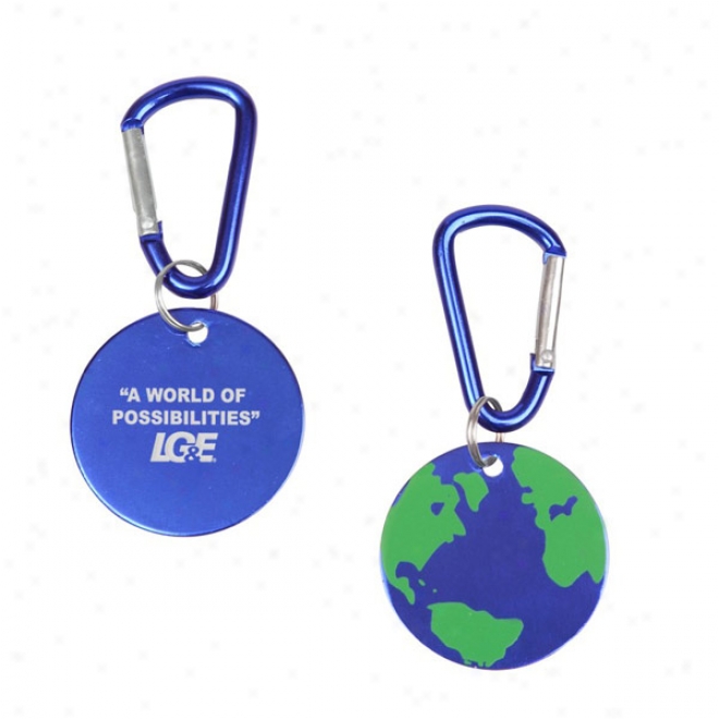 Aluminum Dog Tag Keychain - Earth Globe