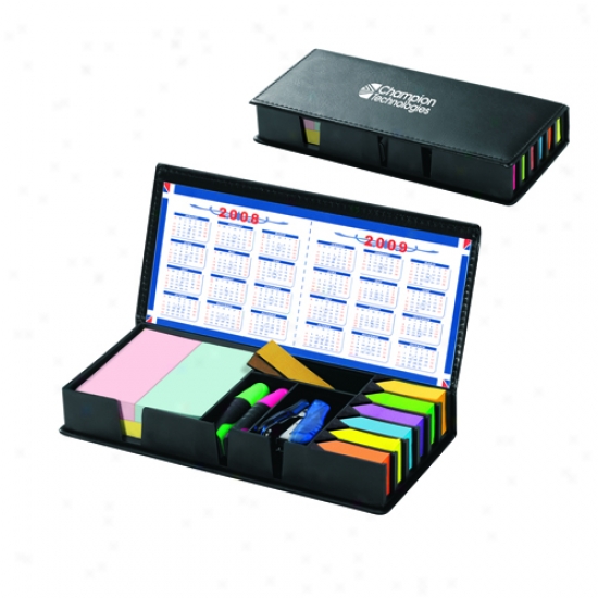 Assistant Multi Purpose Leatherette Box With Sticky Notes