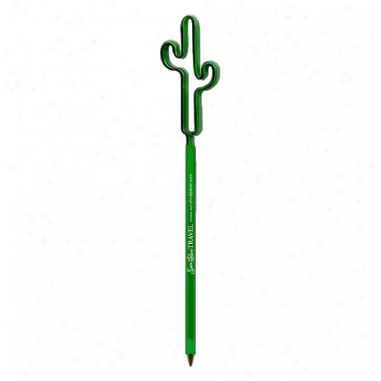 Baby Bends - Cactus - Small, Transparent Pen With Bent Shape Top And A Clear Breathe-through Safety Cap