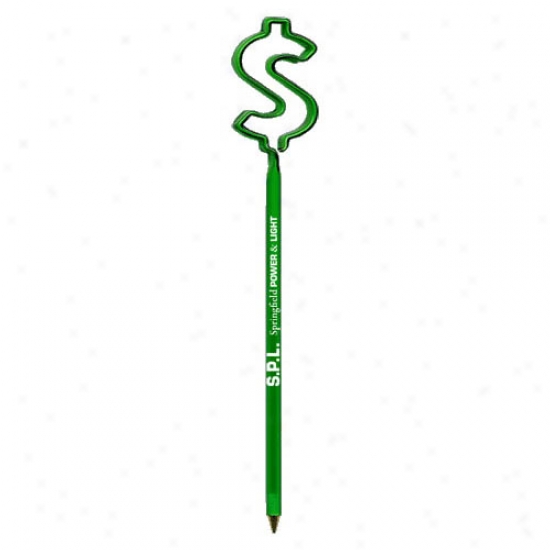 Baby Bends - Dollar Sign - Small, Transparent Pen With Bent Shape Top And A Clear Breathe-through Safety Cap