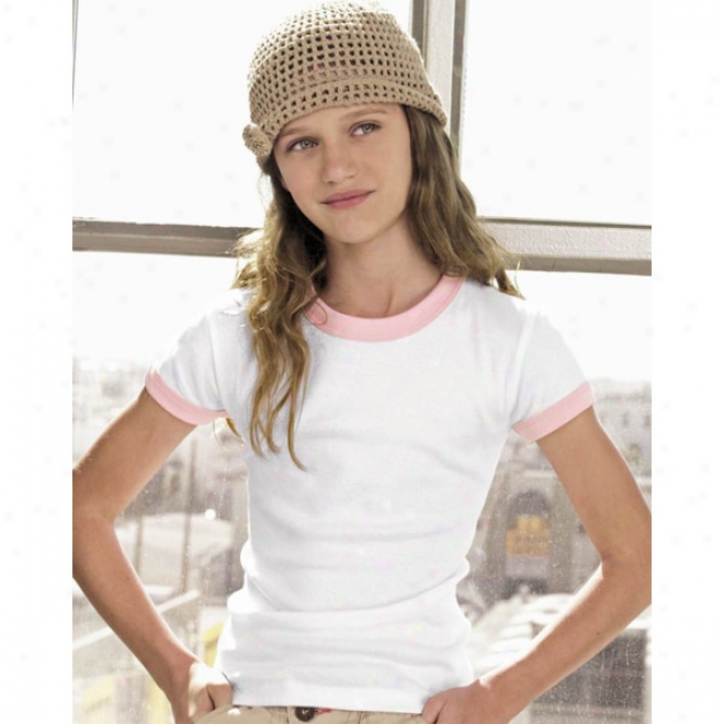 Bella Girl 11 Rib Cap Sleeve Ringer T-shirt