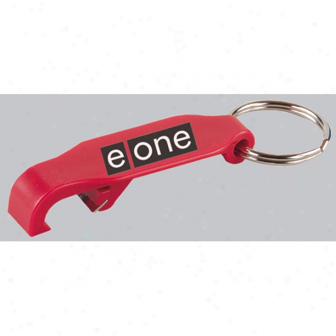 Beverage Opener Key Ring, Opens Bottles And Pop Top Cans