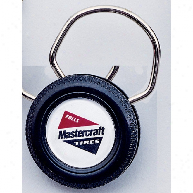 Big Move on ~s - Black Tire Shape Snap Tuft Key Tag With 2 Sided Ad Copy