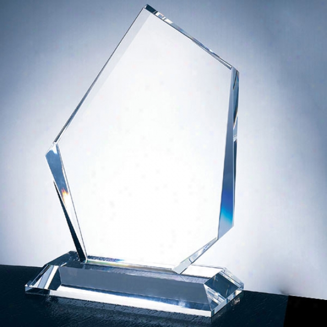 Bijou Optica Coutute - 6 3/4" X 4" - Six Sided Smooth Crystal Award On Bevel Cut Base