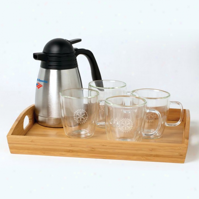 Binara 13 Oz Glass Mug Set W/trah And Carafe