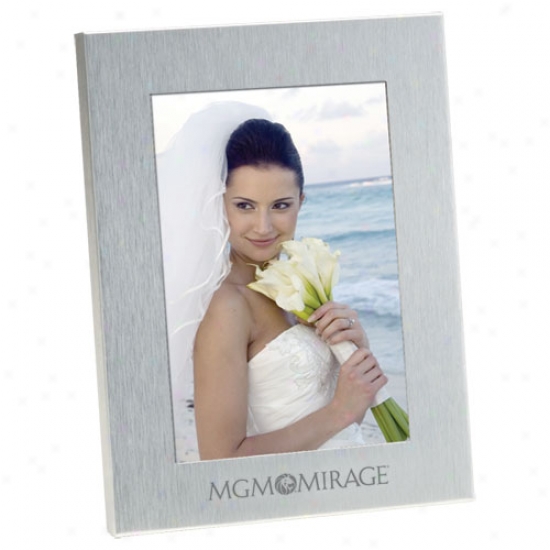 Brushed Silver Photo Frame With Velveteen Backing, 7 1/4" X 5 1/4" X 5/8"