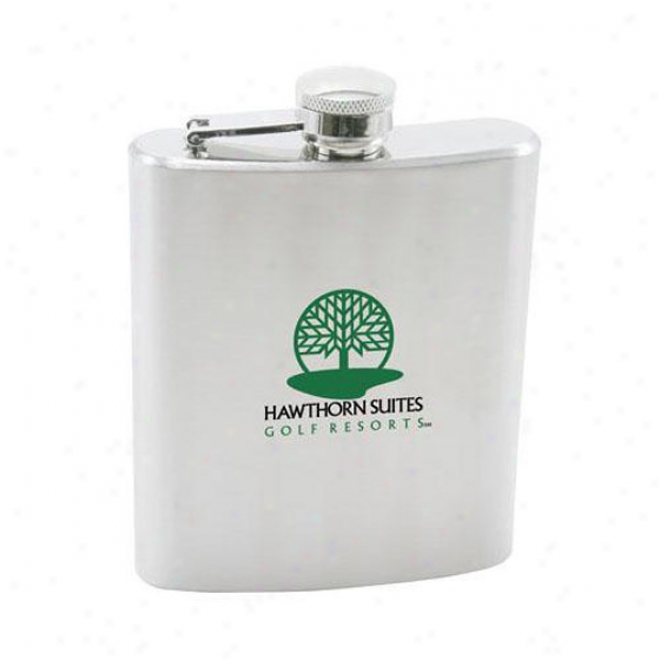 Brushed Stainless Steel 7 Oz. Hip Flask With Screw-on Tpo