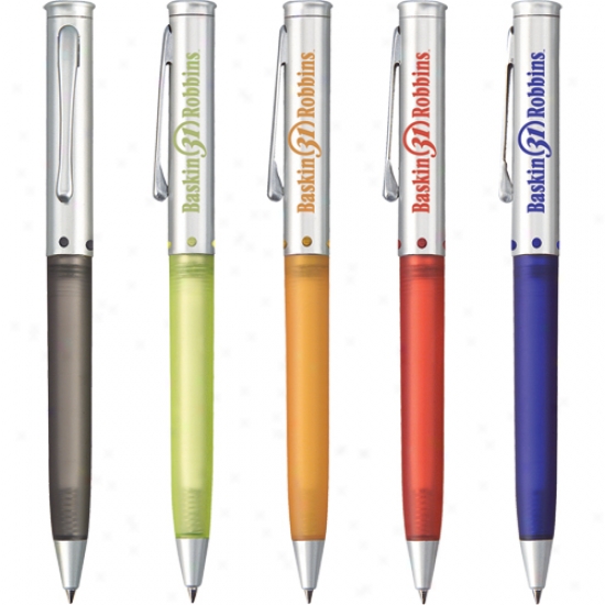 Cairo - Click Action Ballpoit Pen With Frosted Barrel, Silver Finish, Assurance Cap And Trims