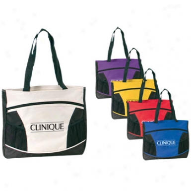 Chelsea Tote - Tote Bag Made From 600d Polyester With Vinyl Backing, Zippered Front Pocket, And Front Mesh Pockets