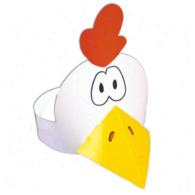 Chicken - Animal Hat Made From 14 Pt High Closeness White Poster Board