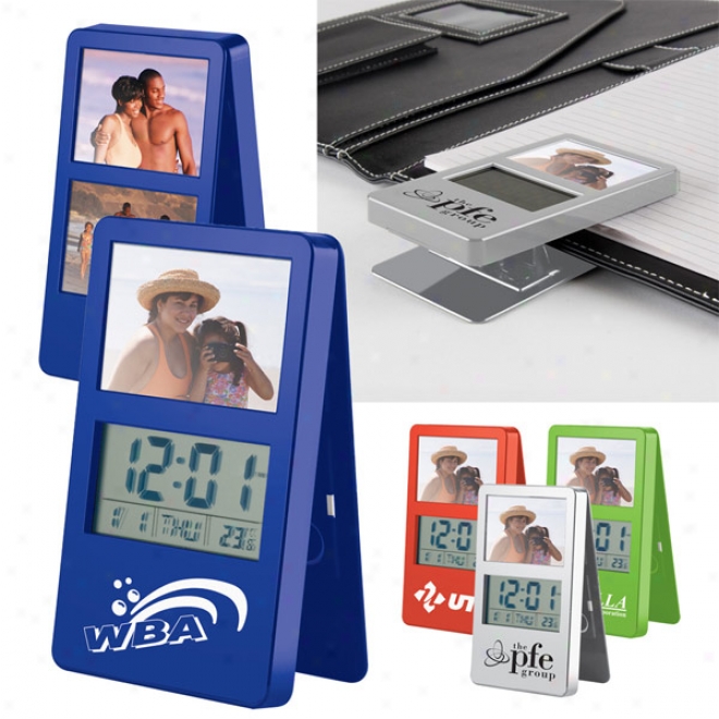 Clip-it Lcd Picture Frame Stand-up Clock