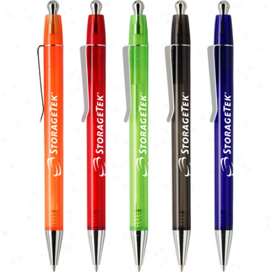 Continental - Move with a ~ Action Ballpoint Pen With Slim Translucent Body, Chdome Trim, And Pocket Cljp