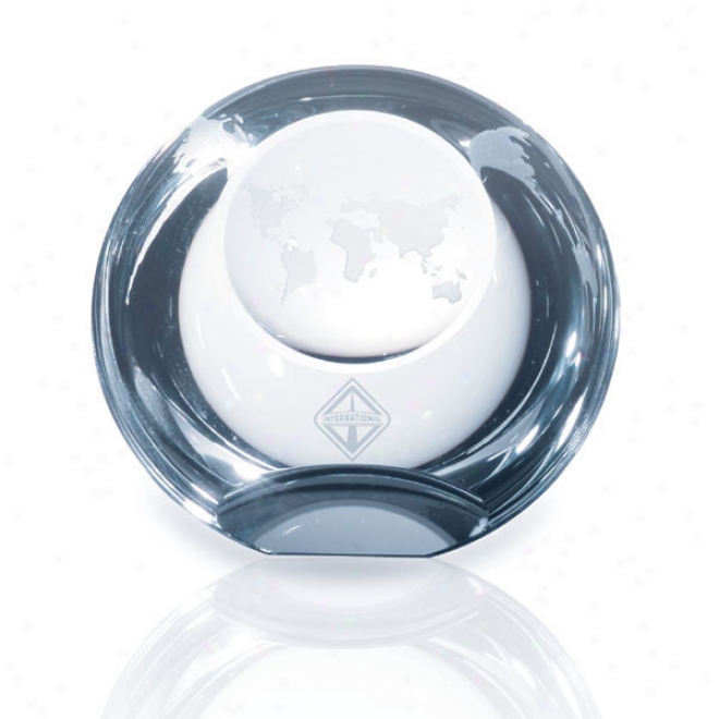 Continental Optica Couture - Optical Crysta1half Sphere By the side of Scalloped Globe Award   Paperweight