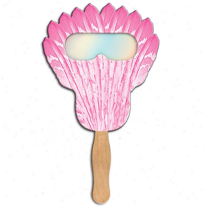 Cool Shhades  - Feather - Stock Shape Hand Held Fan With See Through Fireworks Film